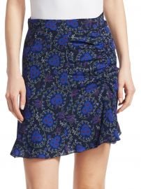 Floral-Print Ruched Silk Mini Skirt at Saks Off 5th