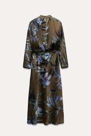 Floral Print Satin Effect Midi Dress at Zara