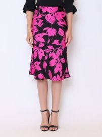 Floral Print Satin Fishtail Midi Skirt - Gracia Fashion at Gracia Fashion