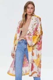 Floral Print Satin Kimono at Forever 21