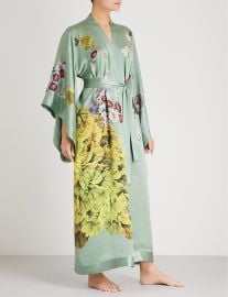 Floral-Print Silk-Satin Kimono Robe by Meng at Selfridges