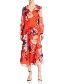 Floral Print Silk Wrap Midi Dress at Bloomingdales