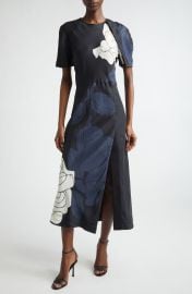 Floral Print Split Hem Midi Dress at Nordstrom