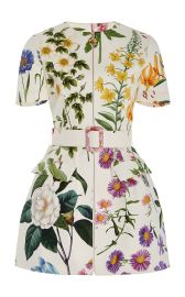 Floral-Print Stretch-Cotton Twill Mini Dress By Oscar De La Renta at Moda Operandi