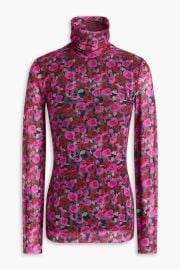 Floral Print Stretch Mesh Turtleneck Top at The Outnet