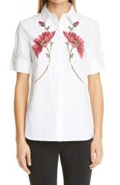 Floral Print Stretch Poplin Shirt at Nordstrom