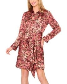 Floral Print Tie Front Shirtdress at Bloomingdales