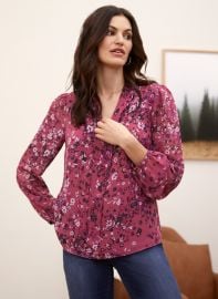 Floral Print Tie Neck Blouse at Laura