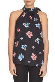 Floral Print Tie Neck Blouse at Nordstrom Rack