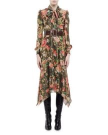 Floral Print Tie Neck Dress by Saint Laurent at Farfetch