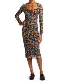 Floral Printed Mesh Midi Dress by Ganni at Saks Fifth Avenue