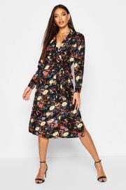 Floral Printed Shirt Dress at Boohoo