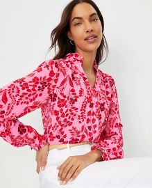 Floral Ruffle Button Top at Ann Taylor