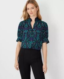 Floral Ruffle Button Top at Ann Taylor