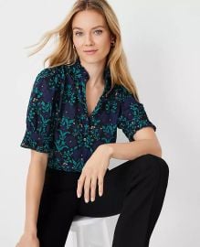 Floral Ruffle Button Top at Ann Taylor