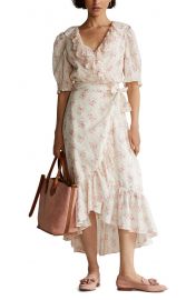 Floral Ruffle Cotton Dobby Wrap Dress at Nordstrom