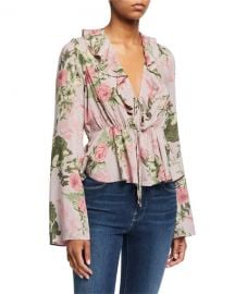 Floral Ruffle Tie Top at Last Call