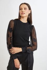 Floral Satin Burnout Combo Knit Elie Tahari at Elie Tahari