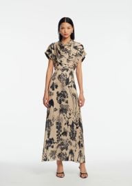 Floral Satin Cowl Neck Dress Lela Rose at Lela Rose