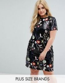 Floral Sequin Shift Dress by River Island at ASOS