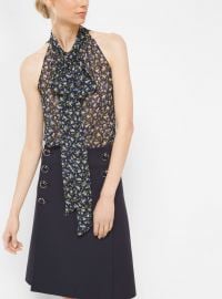 Floral Silk-Georgette Sleeveless Bow Blouse at Michael Kors