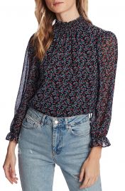 Floral Smocked Mock Neck Blouse by 1.State  at Nordstrom