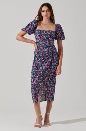 Floral Square Neck Slit Front Midi Dress ASTR The Label at ASTR The Label