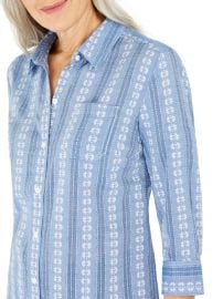 Floral Striped Cotton Shirt by Karen Scott at Square One