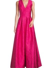 Floral Textured Jacquard V-Neck Sleeveless Gown at Poshmark