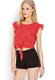 Floral Tie-Front Top   at Forever 21