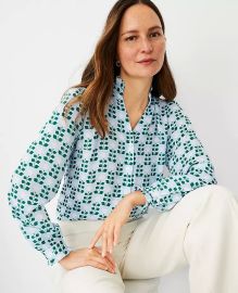 Floral Tile Ruffle Button Top at Ann Taylor