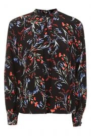 Floral Tuck Neck Top at Topshop