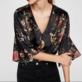 Floral Velvet Bodysuit by Zara at Zara