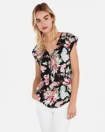 Floral Zip Front Gramercy Tee at Express