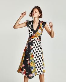 Floral and Polka Dot Patchwork Dress at Zara