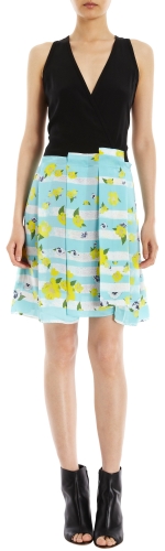 Floral and striped print skirt dress by ICB at Barneys