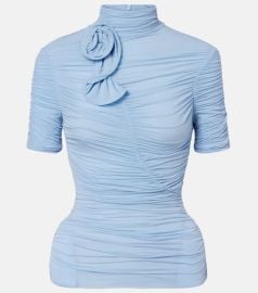 Floral-appliqué ruched top at Mytheresa