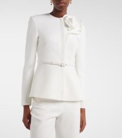 Floral-appliqu crpe jacket in white - Roland Mouret at Mytheresa