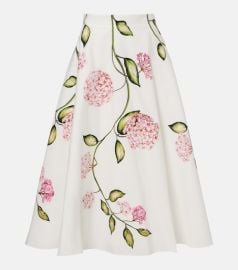 Floral cotton-blend poplin midi skirt at Mytheresa