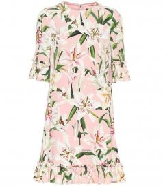 Floral cr  pe de chine dress at Mytheresa