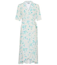 Floral crpe wrap dress in blue - Ganni at Mytheresa