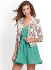 Floral denim jacket at Guess