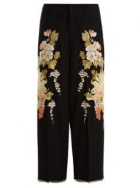 Floral-embroidered wool-crepe trousers at Matches