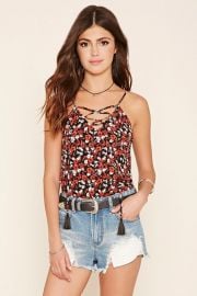 Floral lace up cami at Forever 21