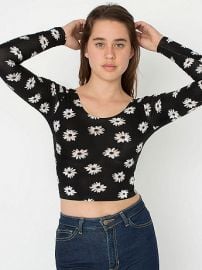 Floral long sleeve crop top at American Apparel