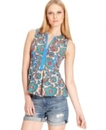 Floral peplum top in Rattan Combo by Rachel Roy at Macys