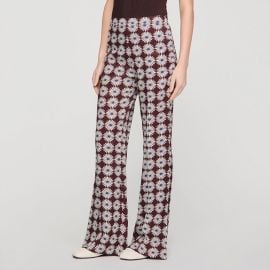 Floral-print flowy trousers in Marron Bleu for Women Paris at Sandro