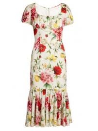 Floral-print gathered midi dress at Matches