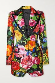 Floral-print silk-blend satin blazer at Net a Porter