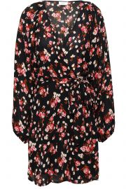 Floral-print silk-crepe mini wrap dress at The Outnet